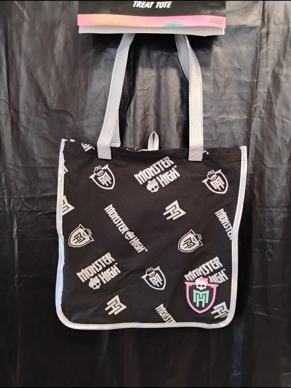 Monster High Black Tote with Pink and Mint Crest - Picture 3 of 4